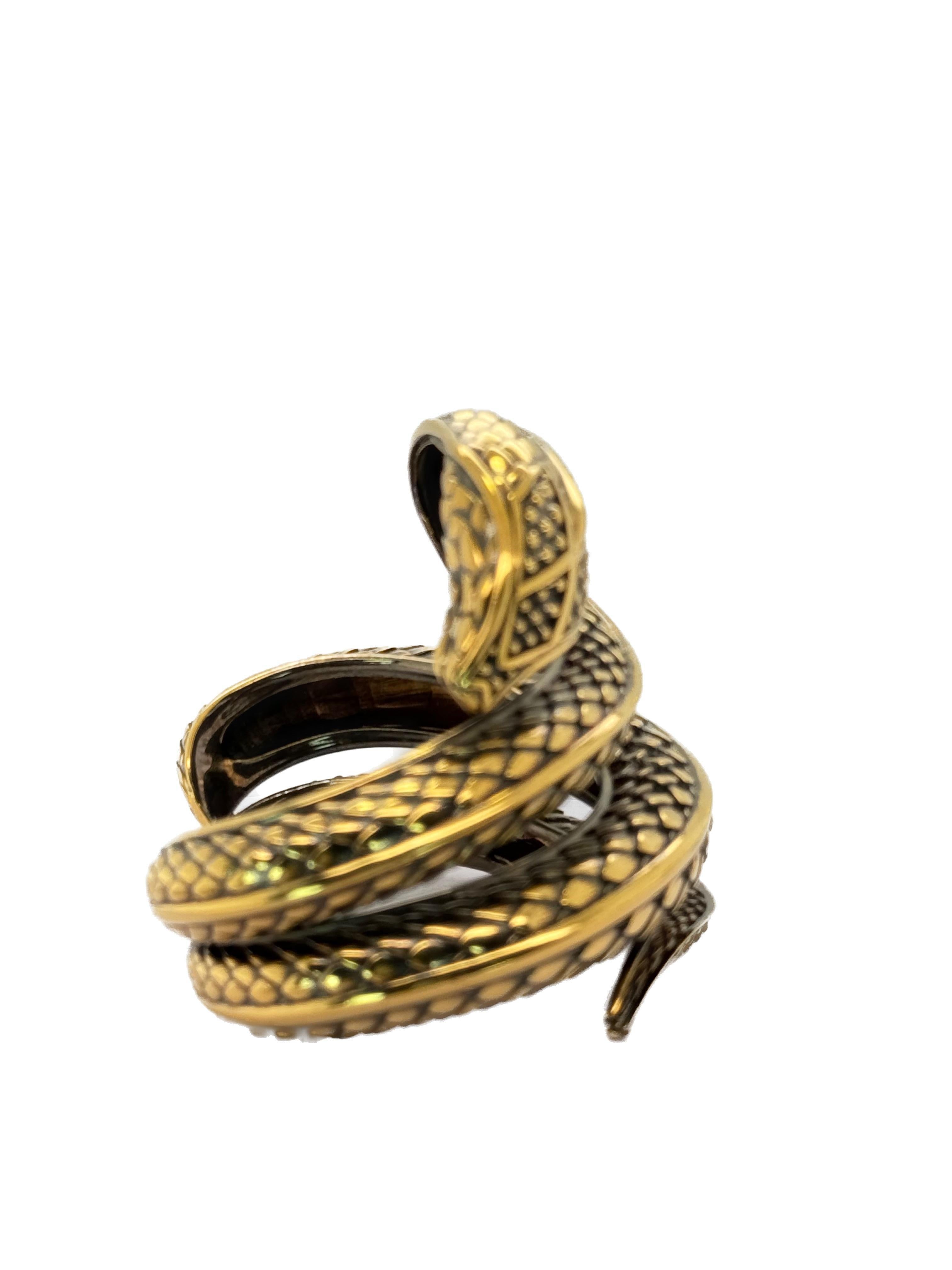 Snake Cuff Bracelet Roberto Cavalli Vintage Gold For Sale 1