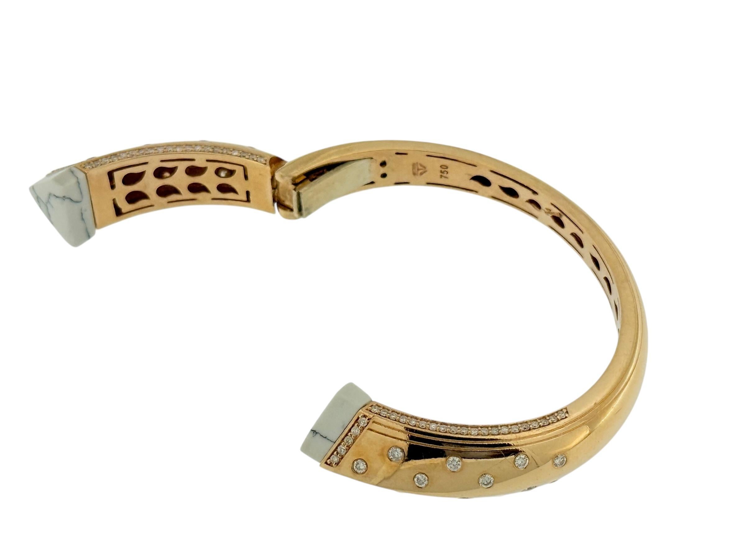 Bracciale in oro rosa e bianco con pietre bianche e diamanti In condizioni buone in vendita a Esch sur Alzette, Esch-sur-Alzette