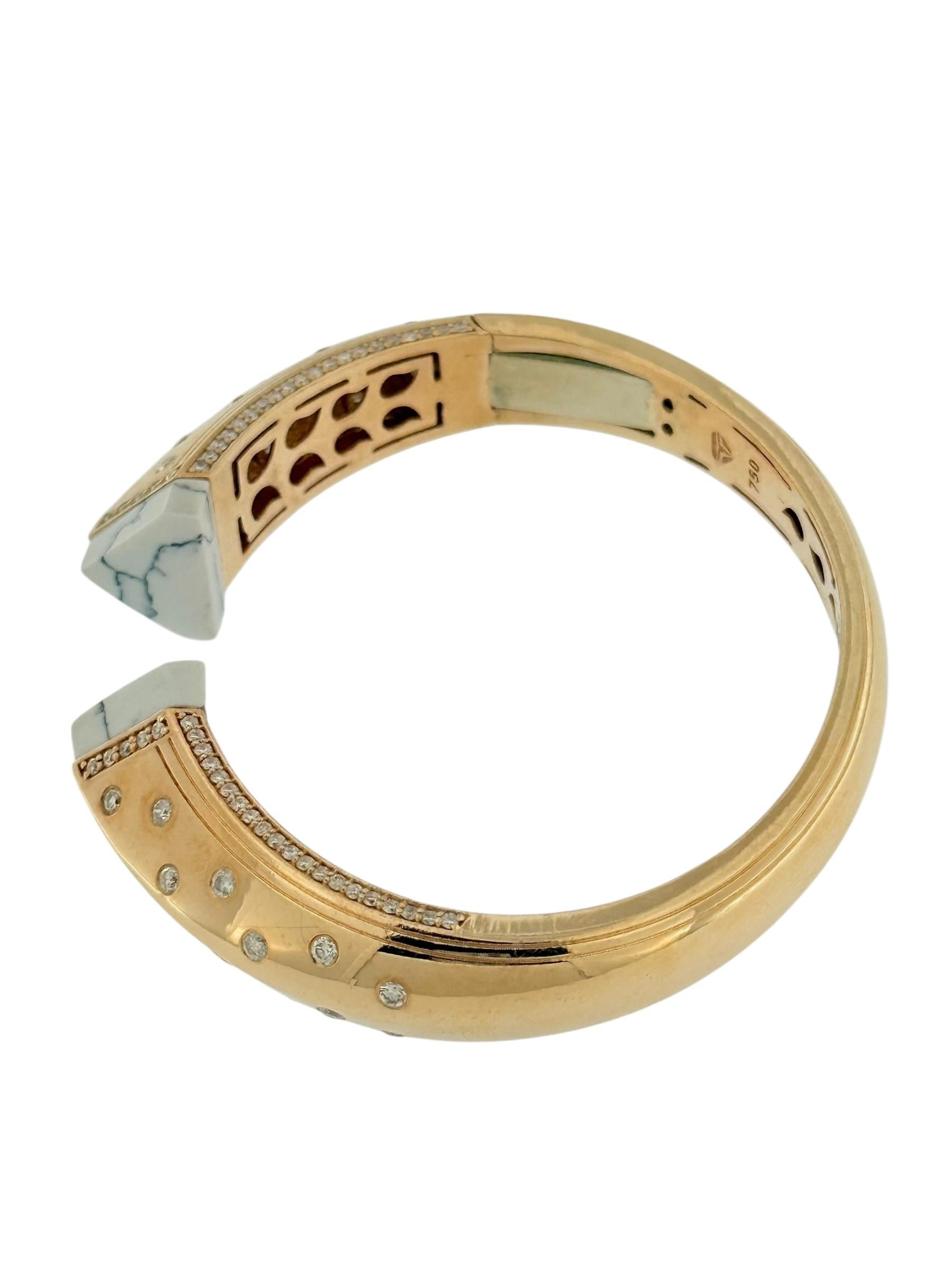 Bracciale in oro rosa e bianco con pietre bianche e diamanti in vendita 1