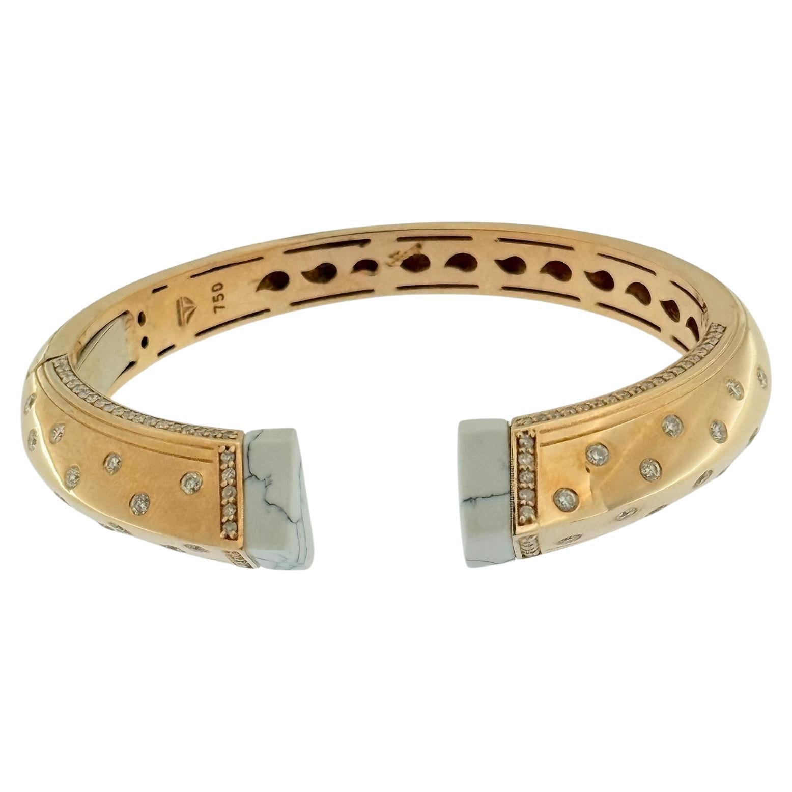 Bracciale in oro rosa e bianco con pietre bianche e diamanti