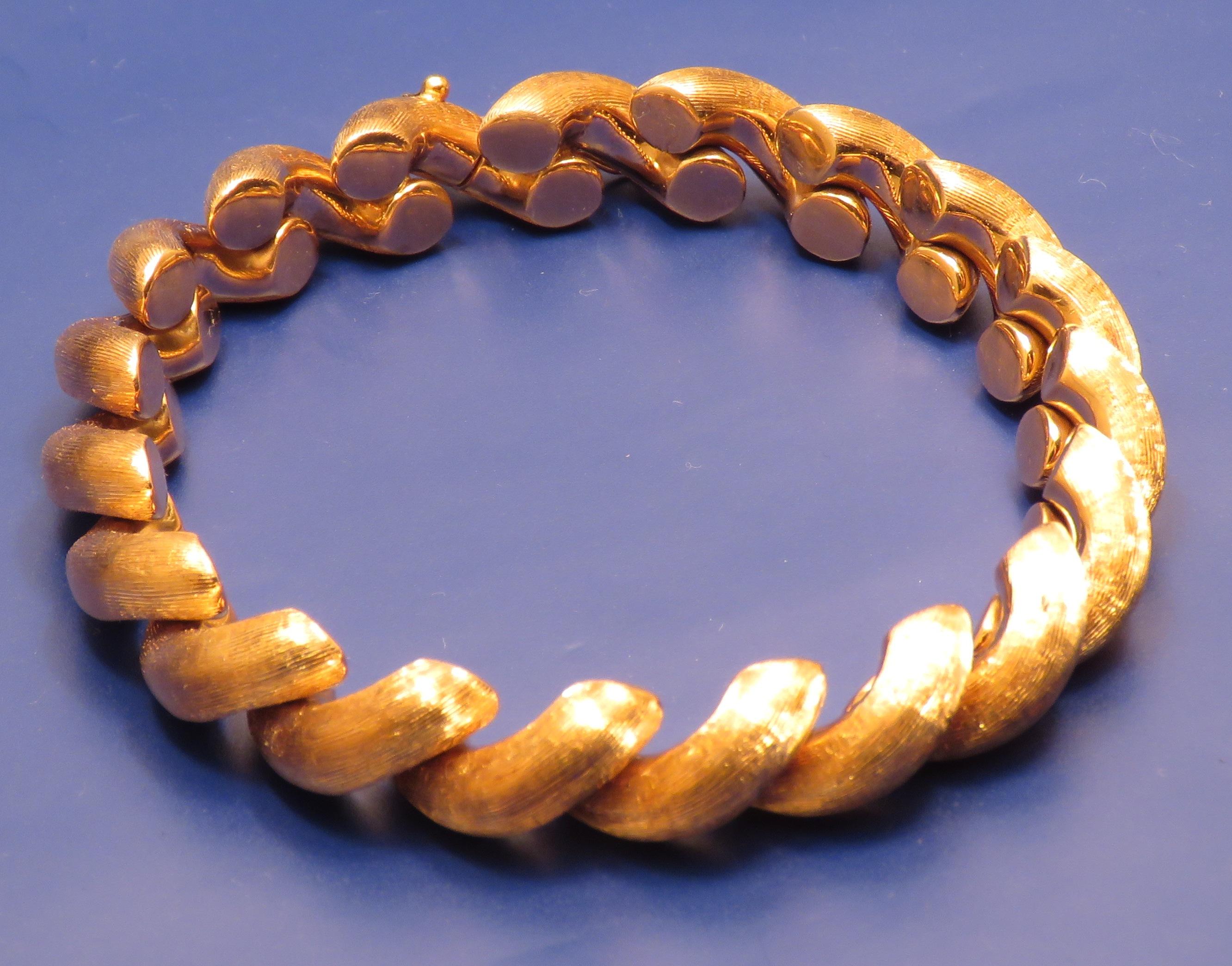 Women's 18 Karat Rose Gold Vintage Link Bracelet Torchon Made in Italy