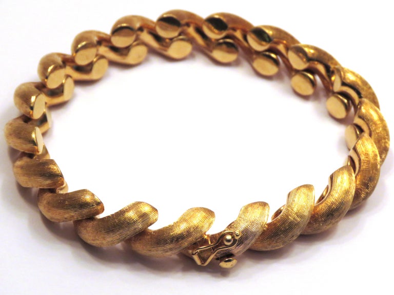 18 Karat Rose Gold Vintage Link Bracelet Torchon Made in Italy For Sale