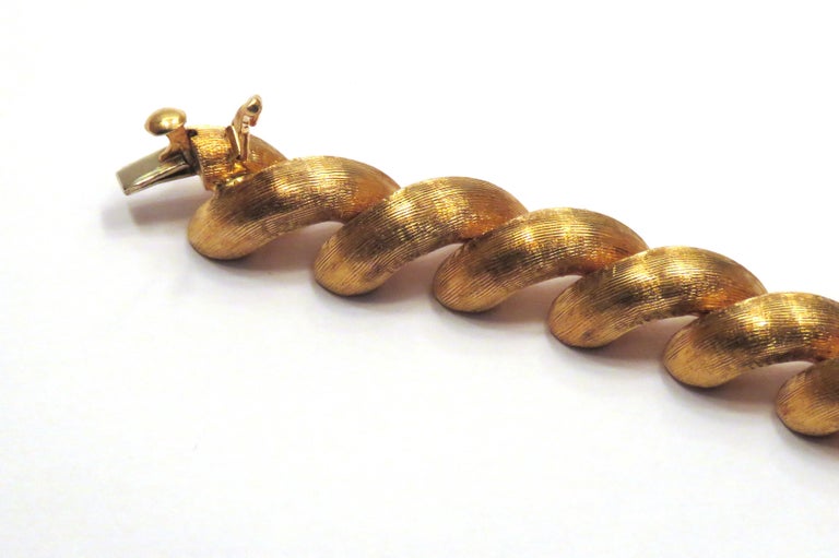 18 Karat Rose Gold Vintage Link Bracelet Torchon Made in Italy For Sale