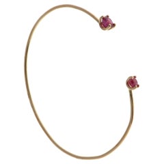 Bracelet manchette en or rose 9 carats et rubis, fabriqué à la main en Italie