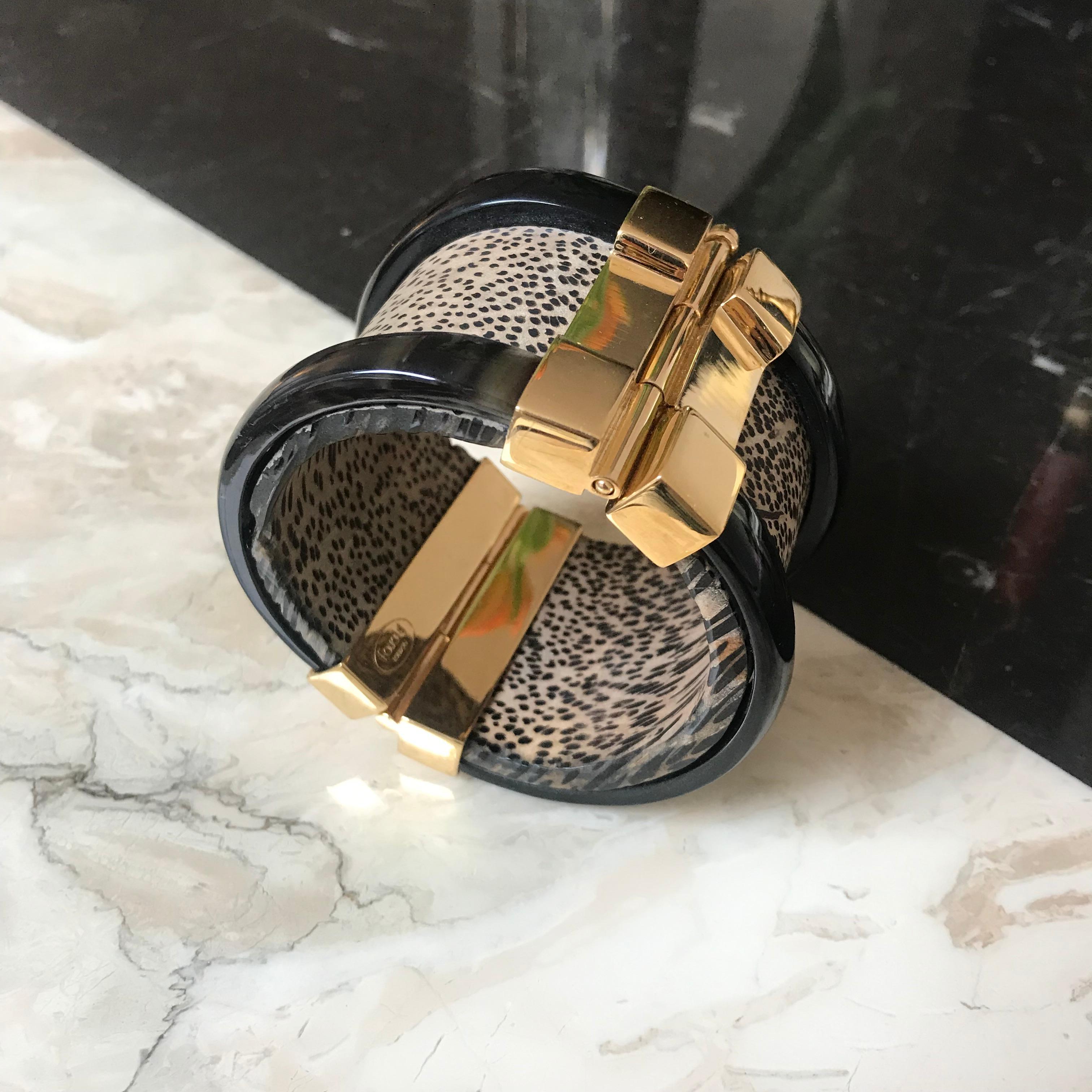 Contemporary Cuff Bracelet Ruby Emerald Leopard Horn Diana Vreeland For Sale