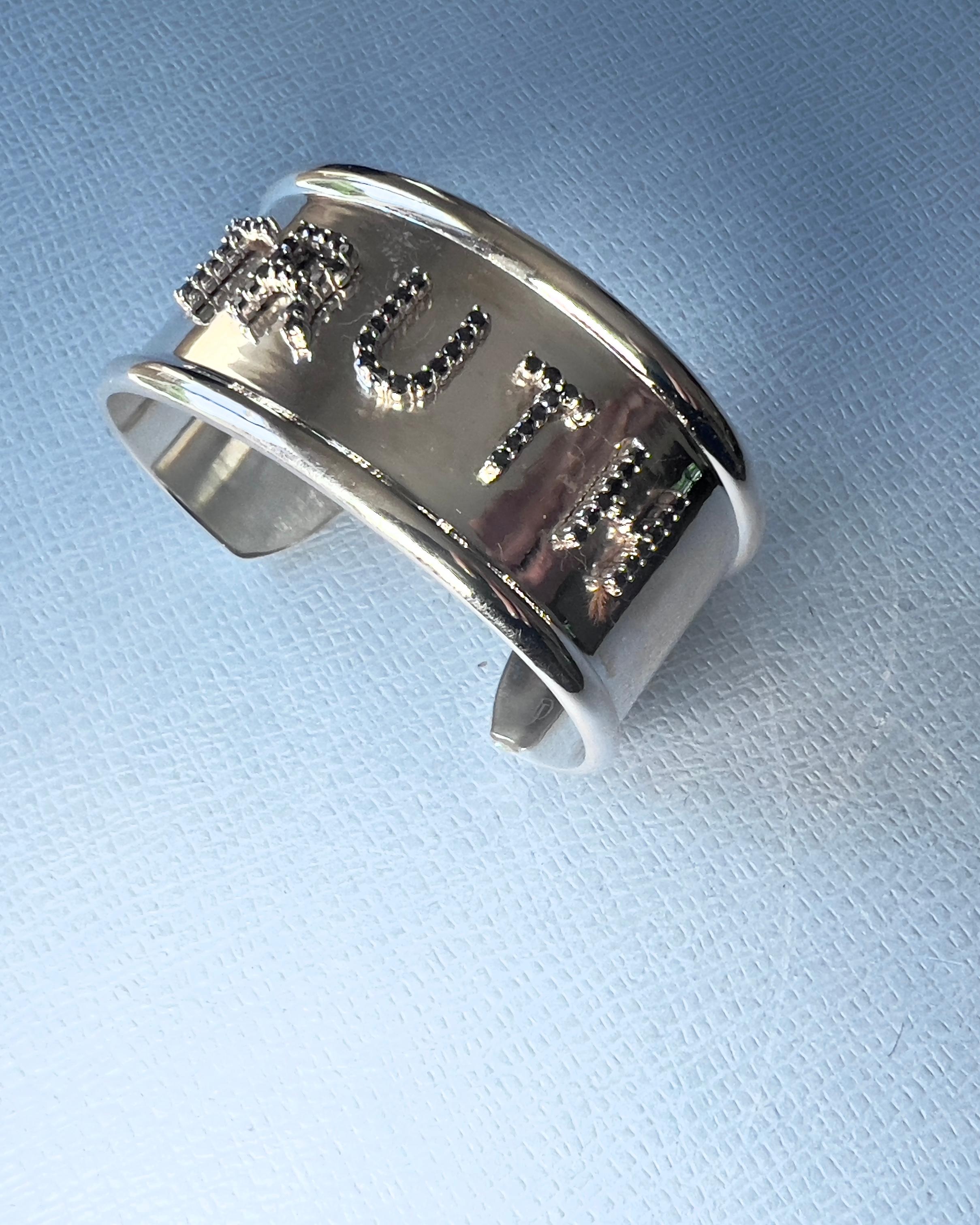 Bracciale Verità con diamanti neri in argento sterling in vendita 7