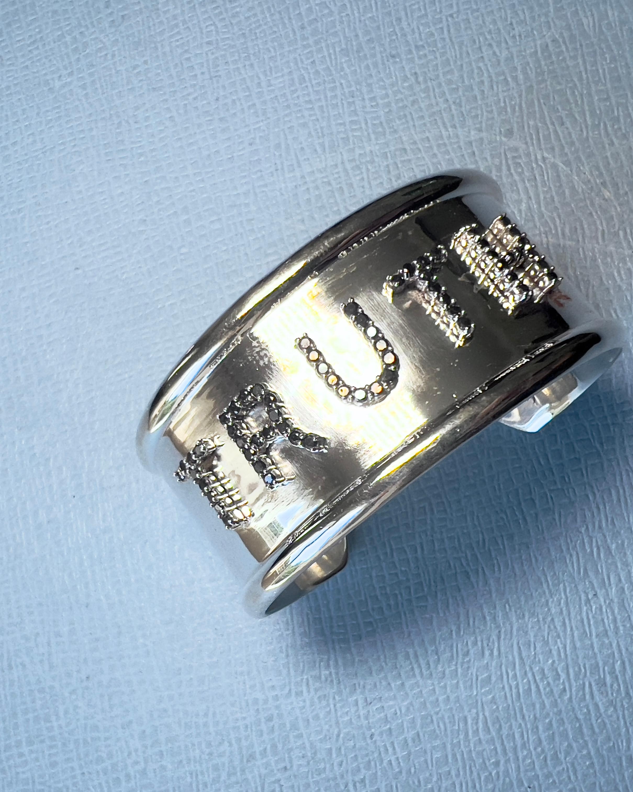 Bracciale Verità con diamanti neri in argento sterling in vendita 2