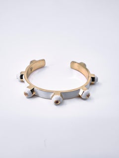 White Enamel Cuff Bracelet Ruby Gold Plated - J Dauphin