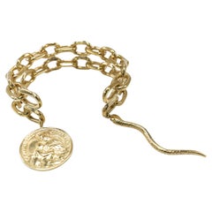 Cuff Chain Bracelet Medal Snake Ruby
