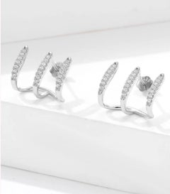 Cuff Earrings 925 Sterling Silver With Natural Diamond Anniversary Gift For Her.