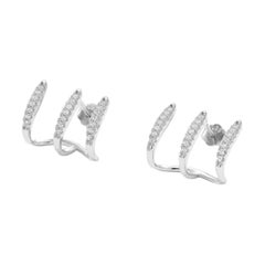 Cuff Earrings 925 Sterling Silver With Natural Diamond Anniversary Gift For Her.