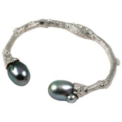 Davide Bigazzi Oxidized Sterling Silver Chased Cuff at 1stDibs