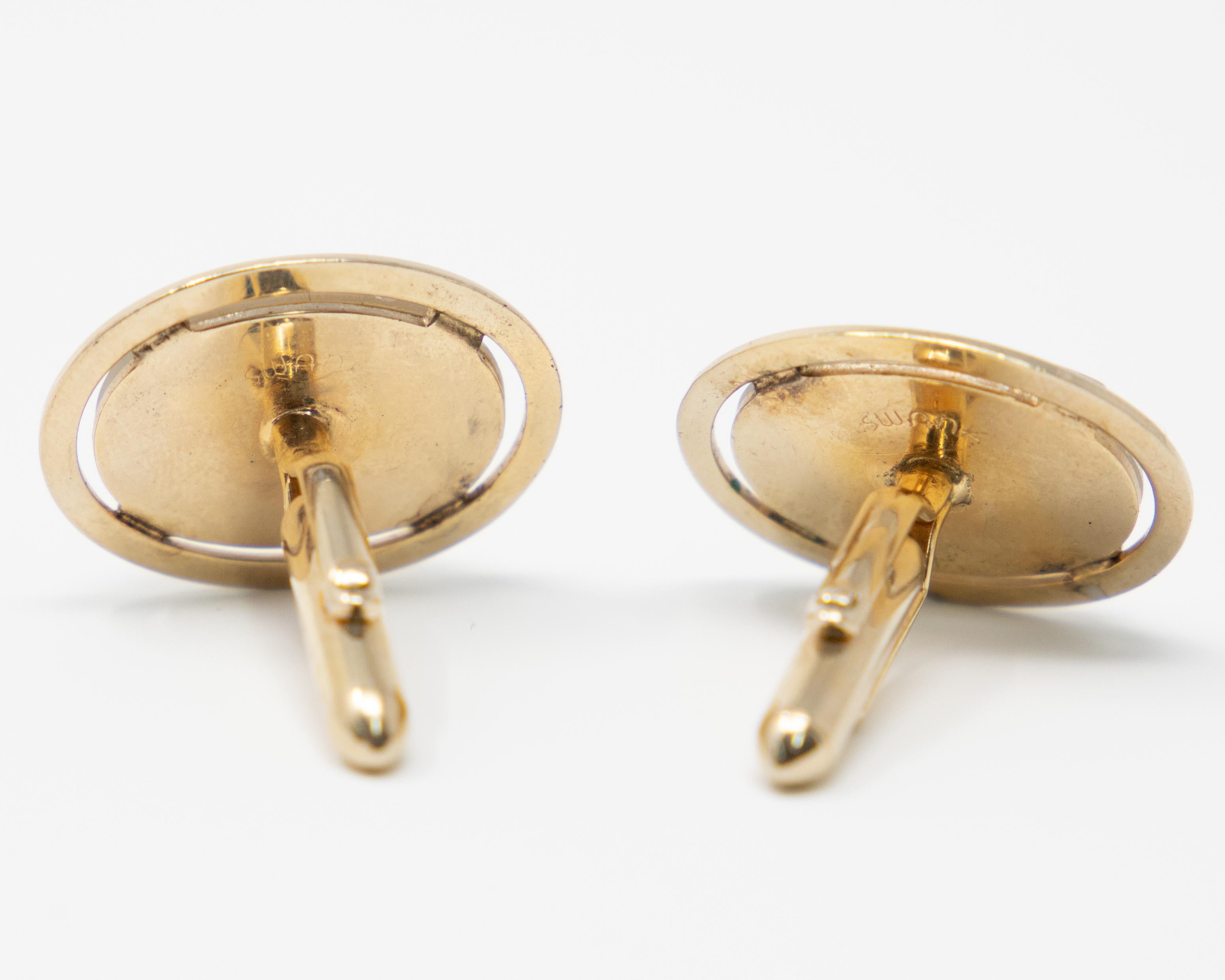 Hand-Crafted Cufflinks with Enameled Horse Head by Swank For Sale