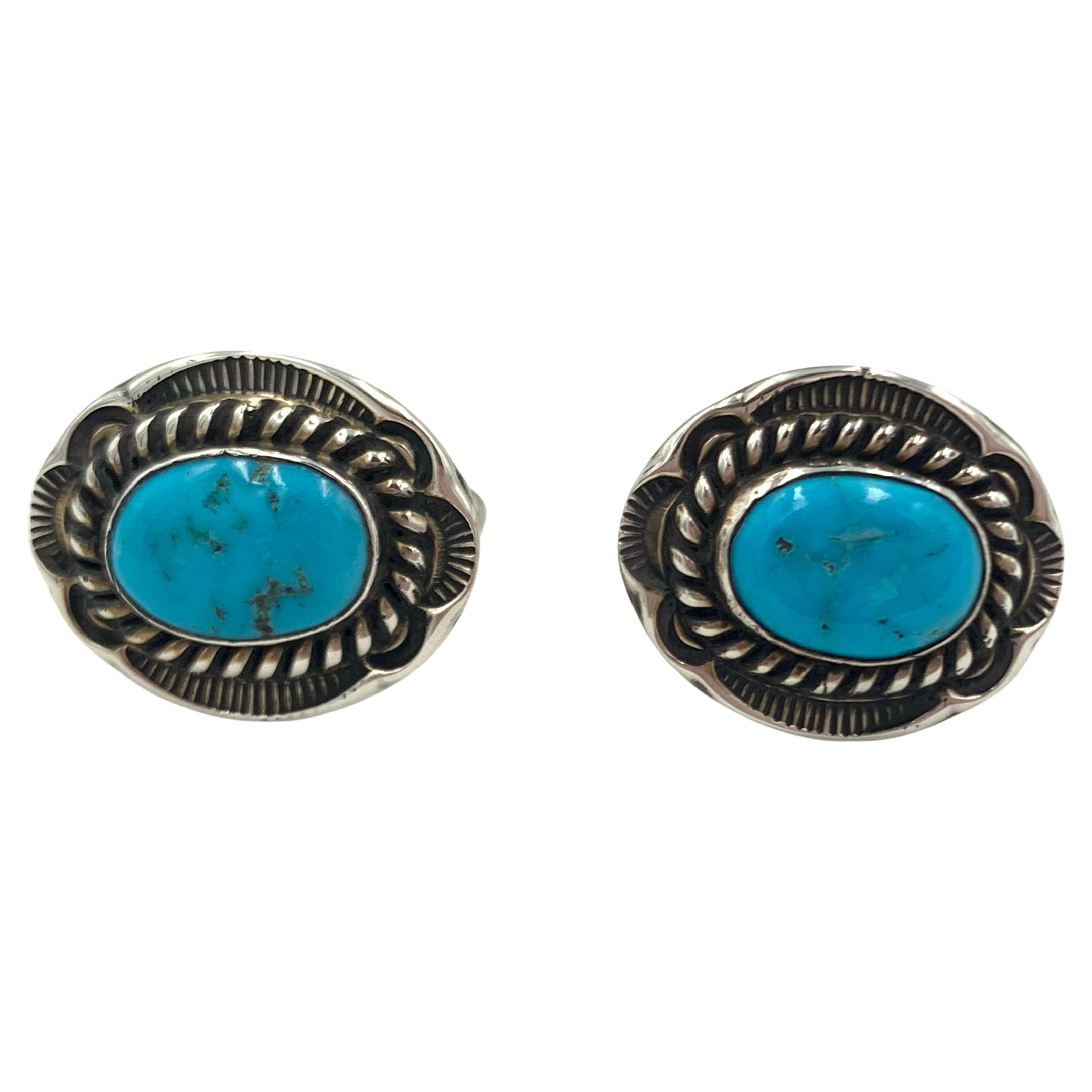 Cuff Links with Kingman Turquoise Gemstone by Dan Oliver 1