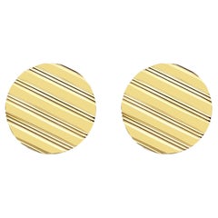 Cuff Links with Line Design 14k Yellow Gold