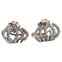 Cuff On Ear Earrings 1.5 Carats Diamonds White Gold, 2010