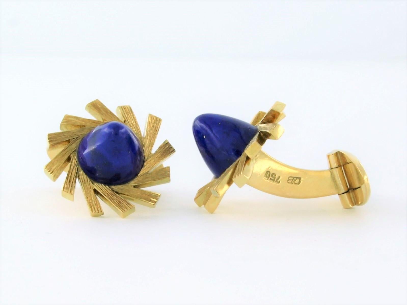 Moderne Cuffinks sertis de lapis-lazuli en or jaune 18 carats - 20,5 grammes en vente