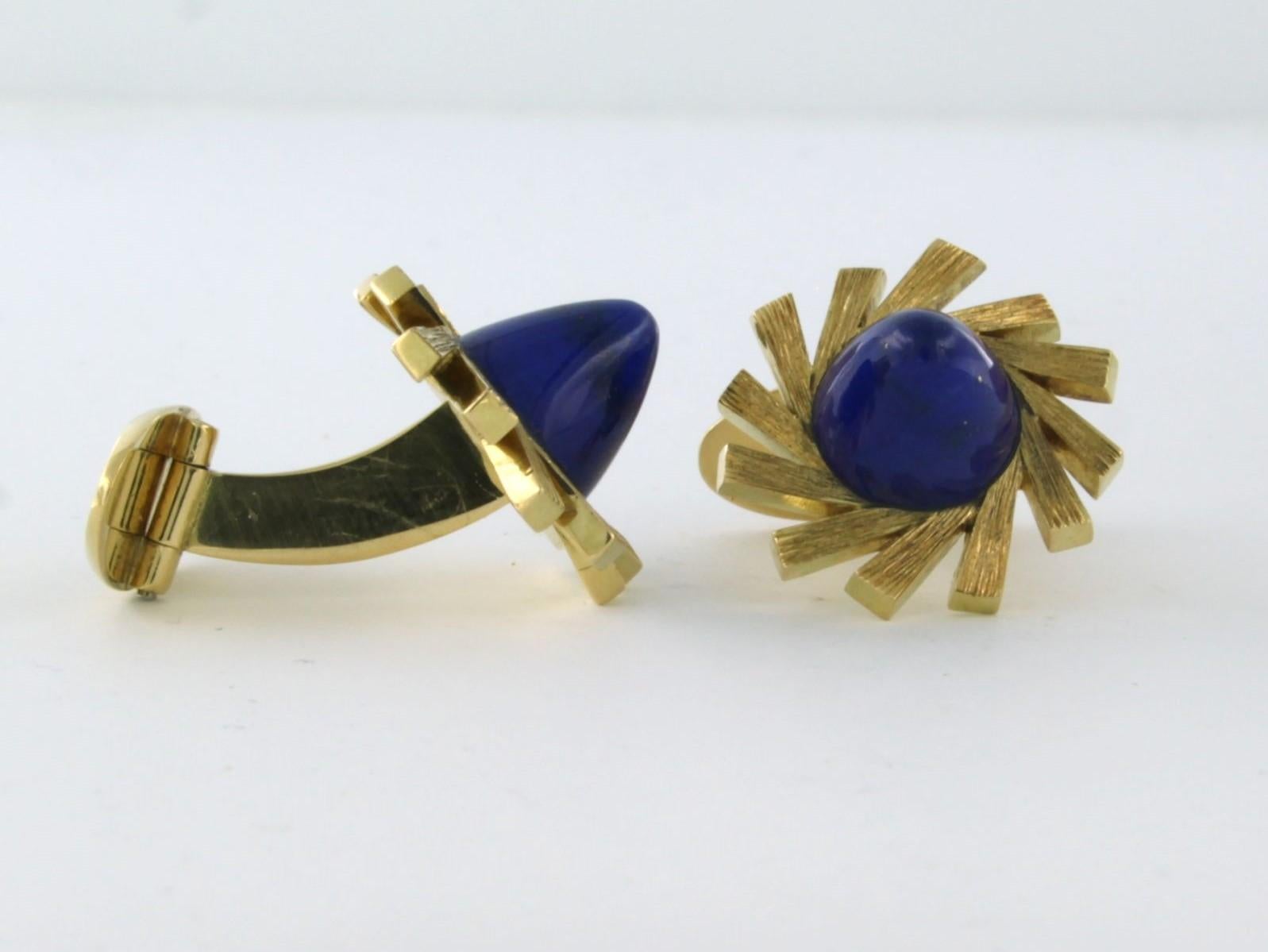 Taille cabochon Cuffinks sertis de lapis-lazuli en or jaune 18 carats - 20,5 grammes en vente