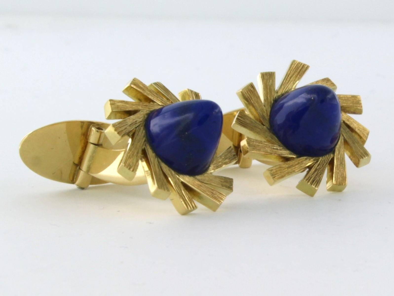 Cuffinks sertis de lapis-lazuli en or jaune 18 carats - 20,5 grammes Excellent état - En vente à The Hague, ZH