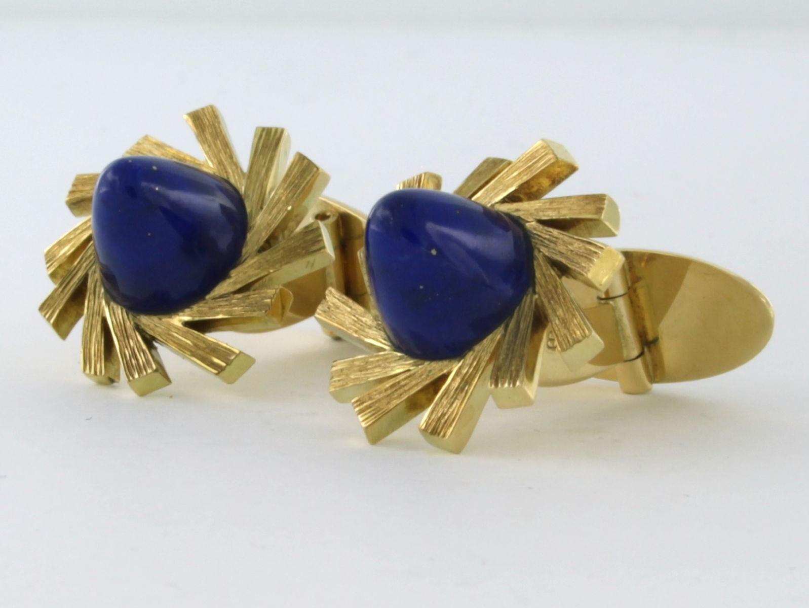 Cuffinks sertis de lapis-lazuli en or jaune 18 carats - 20,5 grammes Pour hommes en vente