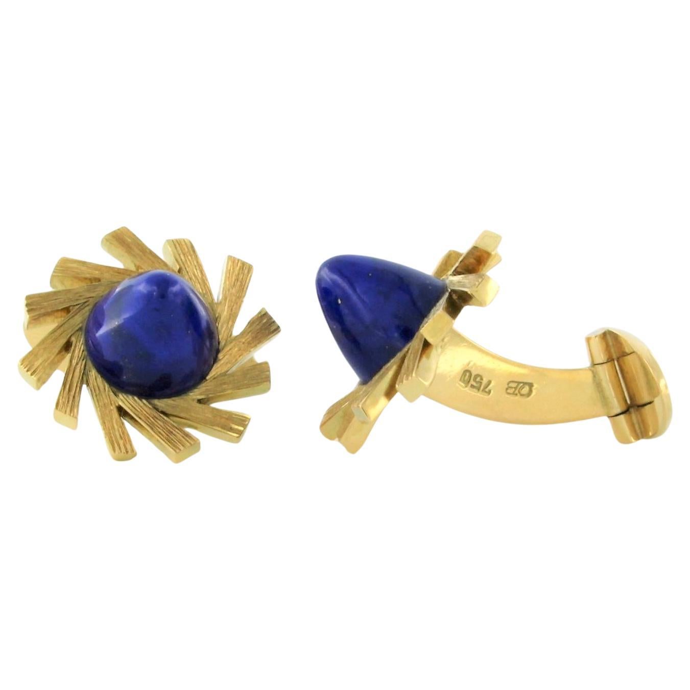 Cuffinks set with lapis lazuli 18k yellow gold - 20.5 grams