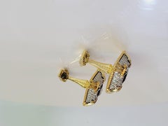 Boutons de manchettes  Saphirs 14 carats et diamants de deux tons