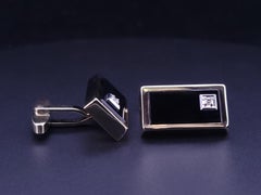 Cufflinks 14K Yellow Gold with Black Onyx and Diamond