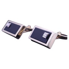 Gemelli da polso in oro giallo 14K con onice nera e diamante