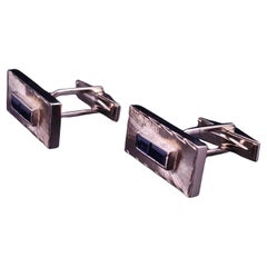 Gemelli in oro giallo 14K con zaffiro blu scuro