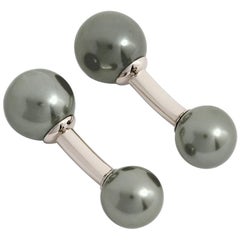 Cufflinks 18 Carat White Gold with Tahitian Pearls