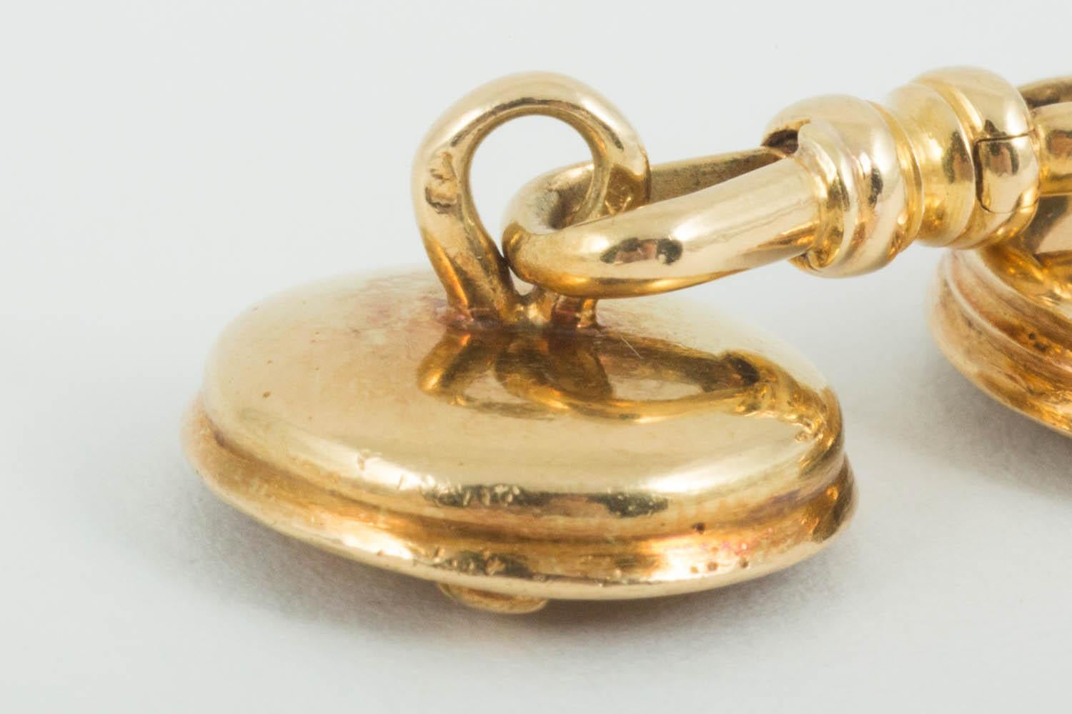 Cufflinks 18 Karat Gold Concave with Theological Scenes, Jules Wiese Paris, 1870 For Sale 2