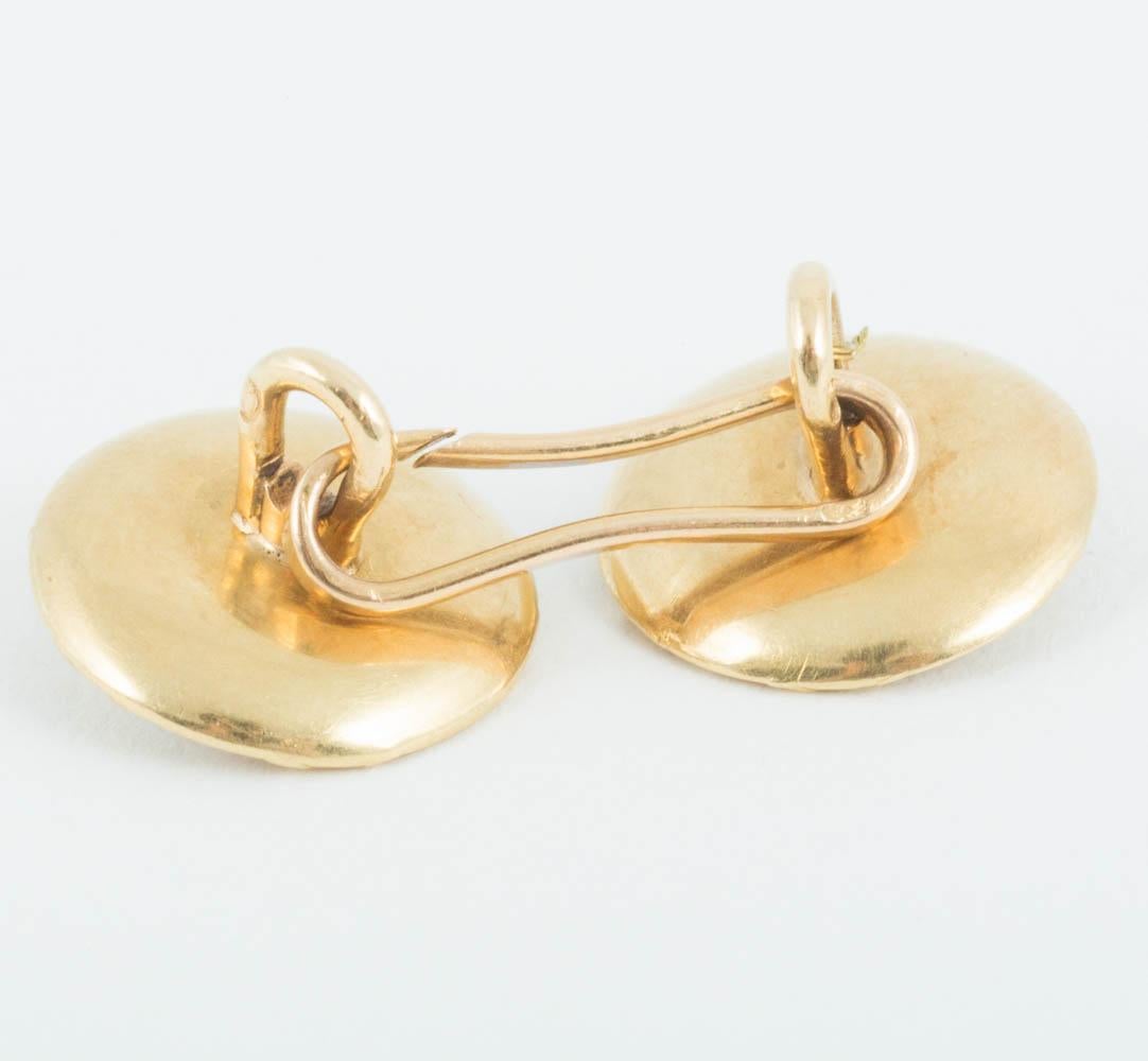 Edwardian Cufflinks, 18 Karat Gold, Natural Pearl, Mother-of-Pearl, French, circa 1900 For Sale