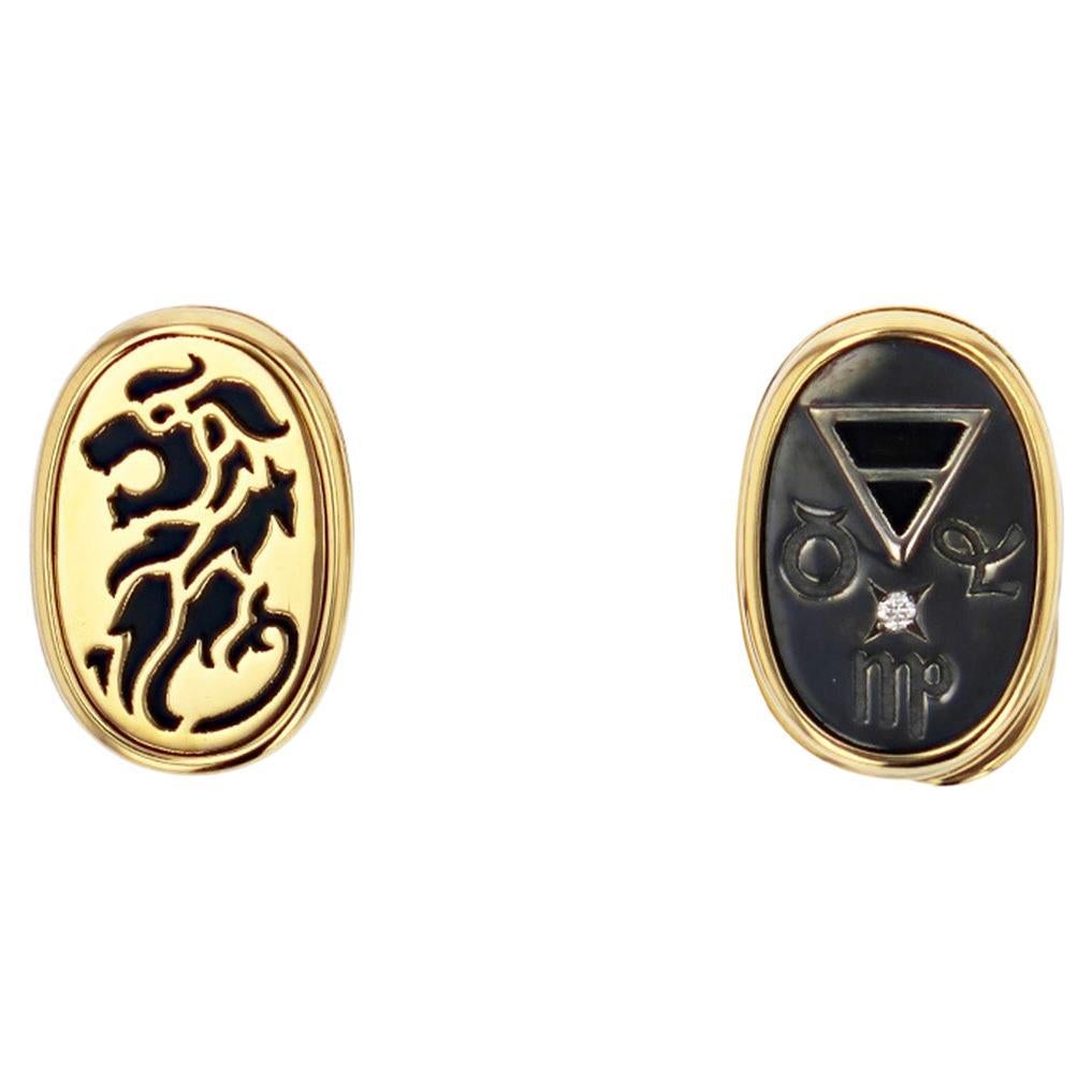 Cufflinks 4 Elements Earth in 18k Yellow Gold by Elie Top For Sale