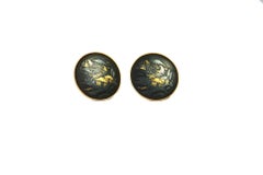 Cufflinks Black Lacquer Gold Silver
