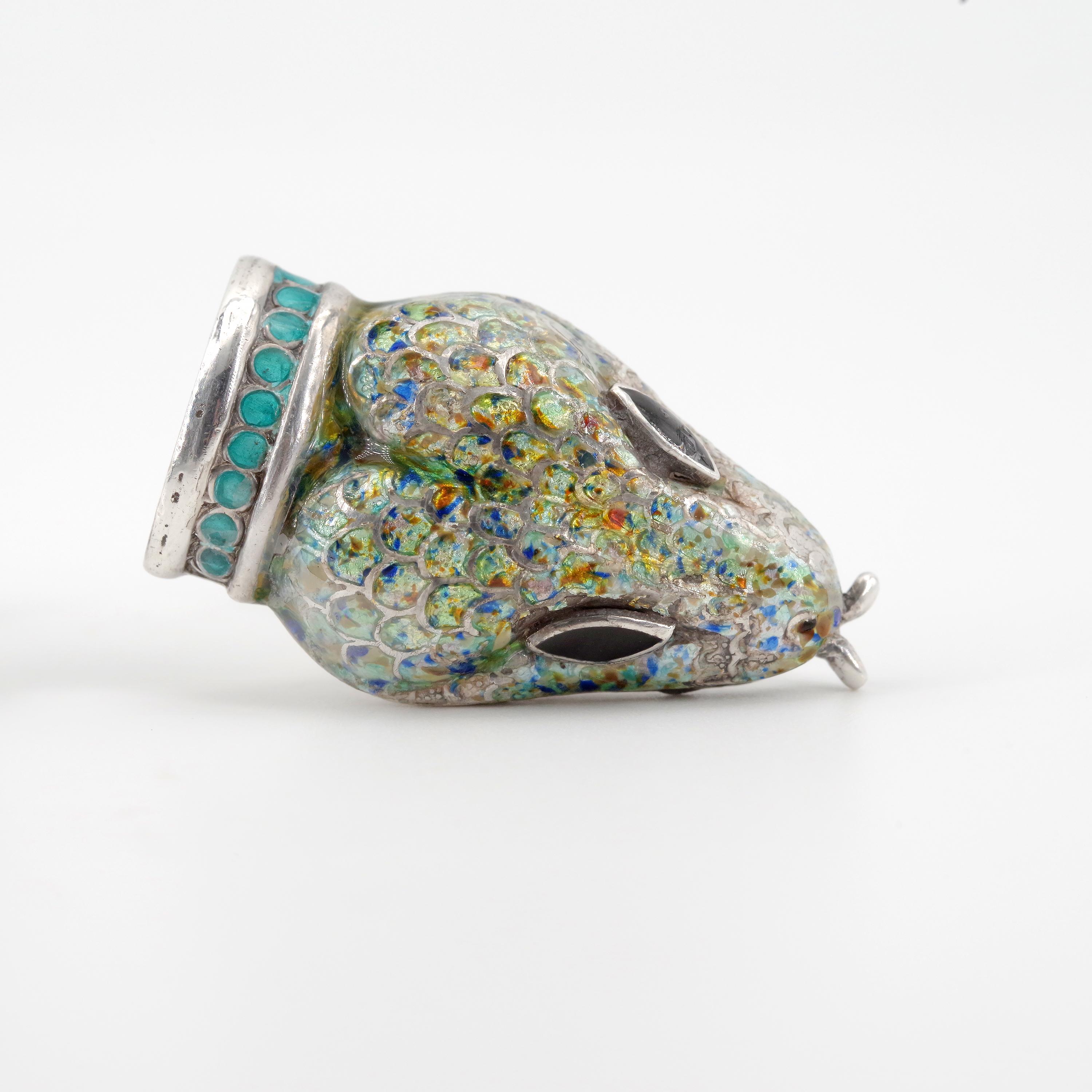 Cufflinks by Margot de Taxco Feature Enameled Serpent Heads In Good Condition In Southbury, CT