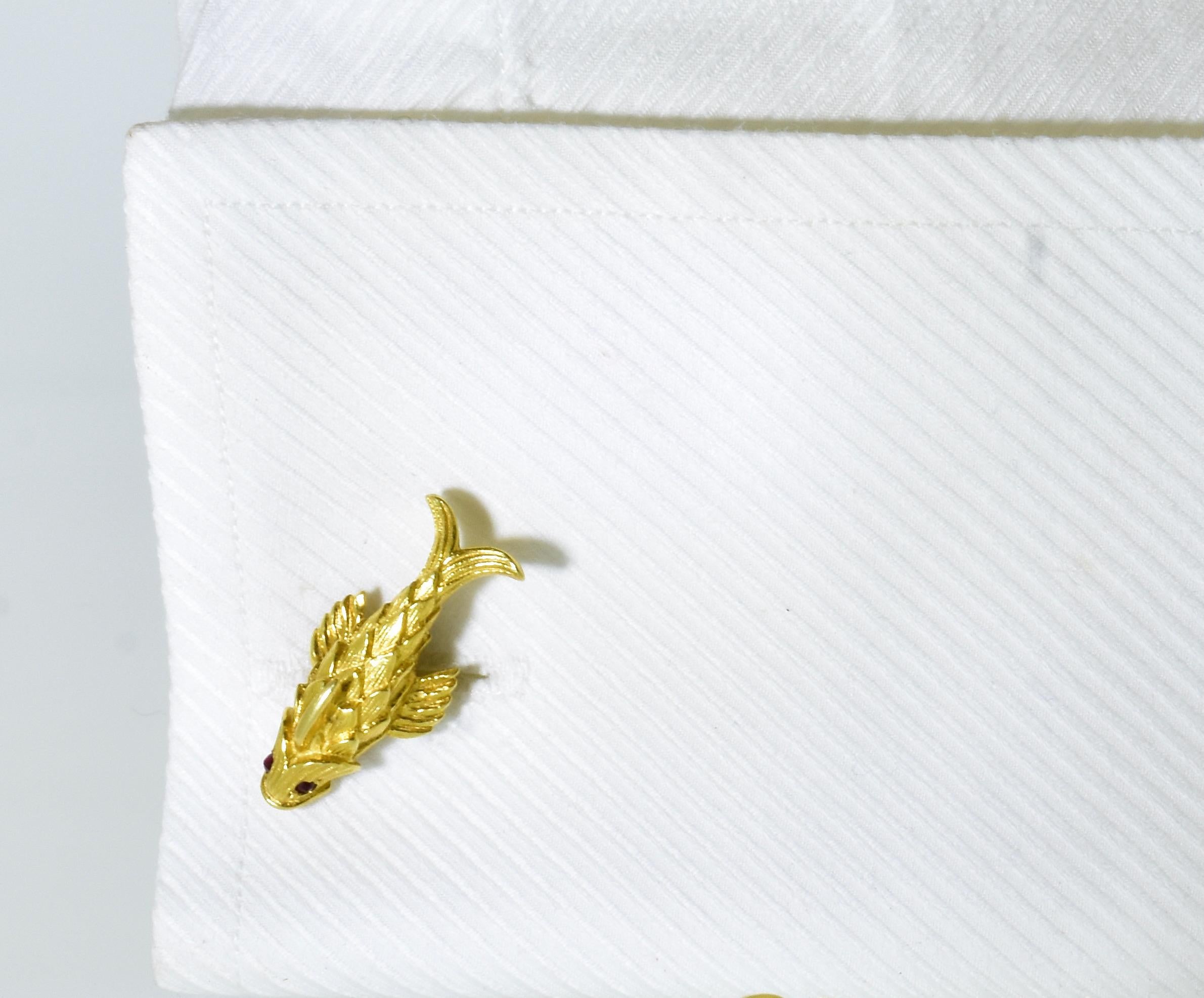 Cufflinks by Schlumberger for Tiffany & Co. 18k Koi Goldfish Vintage, circa 1990 7