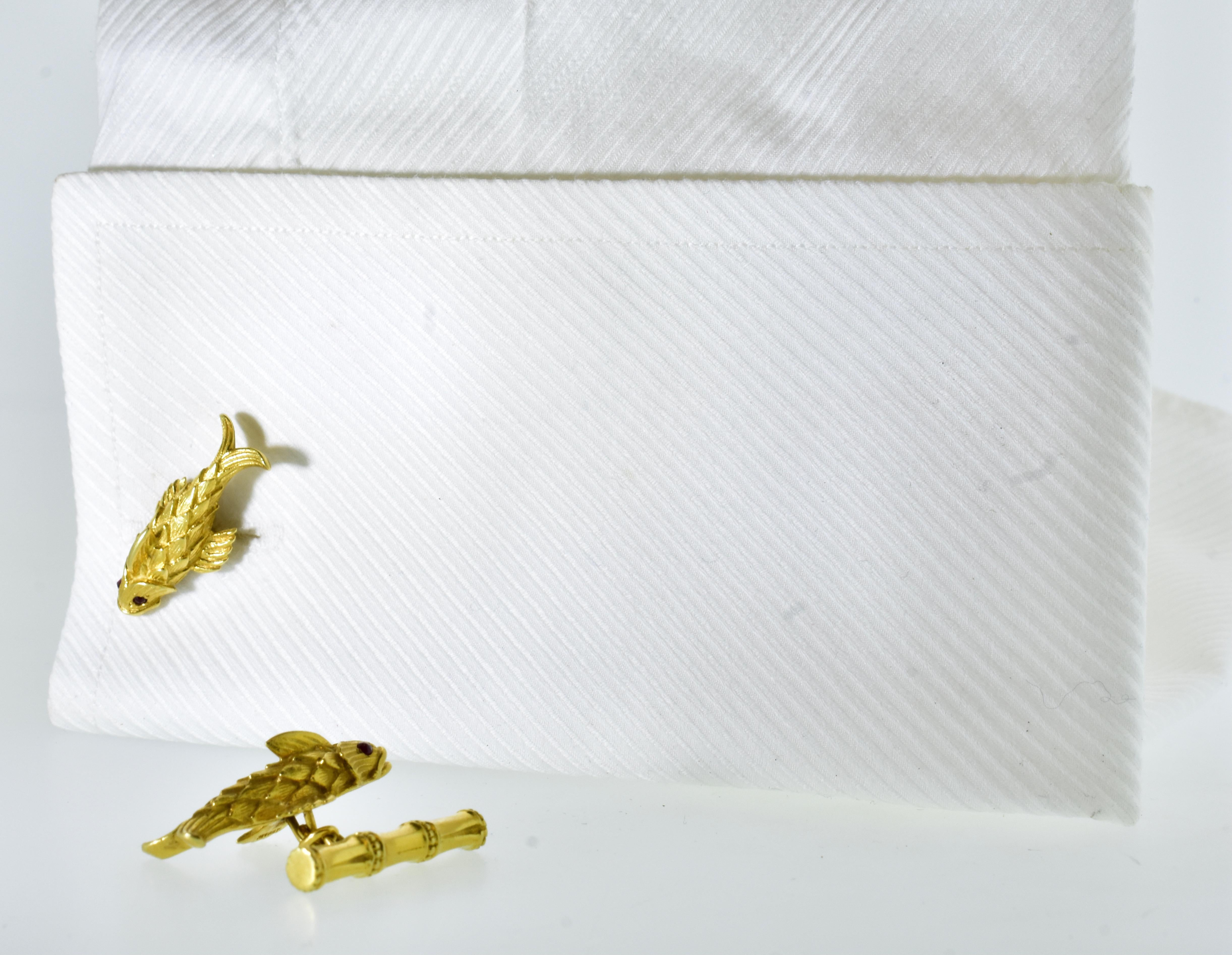 Cufflinks by Schlumberger for Tiffany & Co. 18k Koi Goldfish Vintage, circa 1990 8