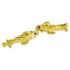 Cufflinks by Schlumberger for Tiffany & Co. 18k Koi Goldfish Vintage, circa 1990