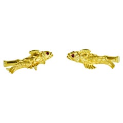 Cufflinks by Schlumberger for Tiffany & Co. 18k Koi Goldfish Used, circa 1990
