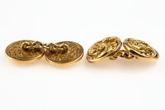 Cufflinks by Wiese in 18 Karat Gold with Floral Scrolls, French, circa 1875