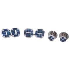 Cufflinks Cartier Sapphire and Diamond with Two Matching Studs, circa 1930