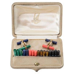 Vintage Van Cleef 
Arpels Coloured Stone Baton Cufflink Set , French circa 1950