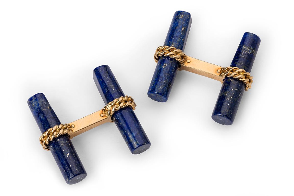Vintage Van Cleef & Arpels Coloured Stone Baton Cufflink Set , French circa 1950 In Good Condition In London, GB