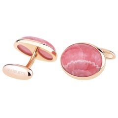 Cufflinks For Men Yellow Gold with Oval Rodocrosite from Argentina