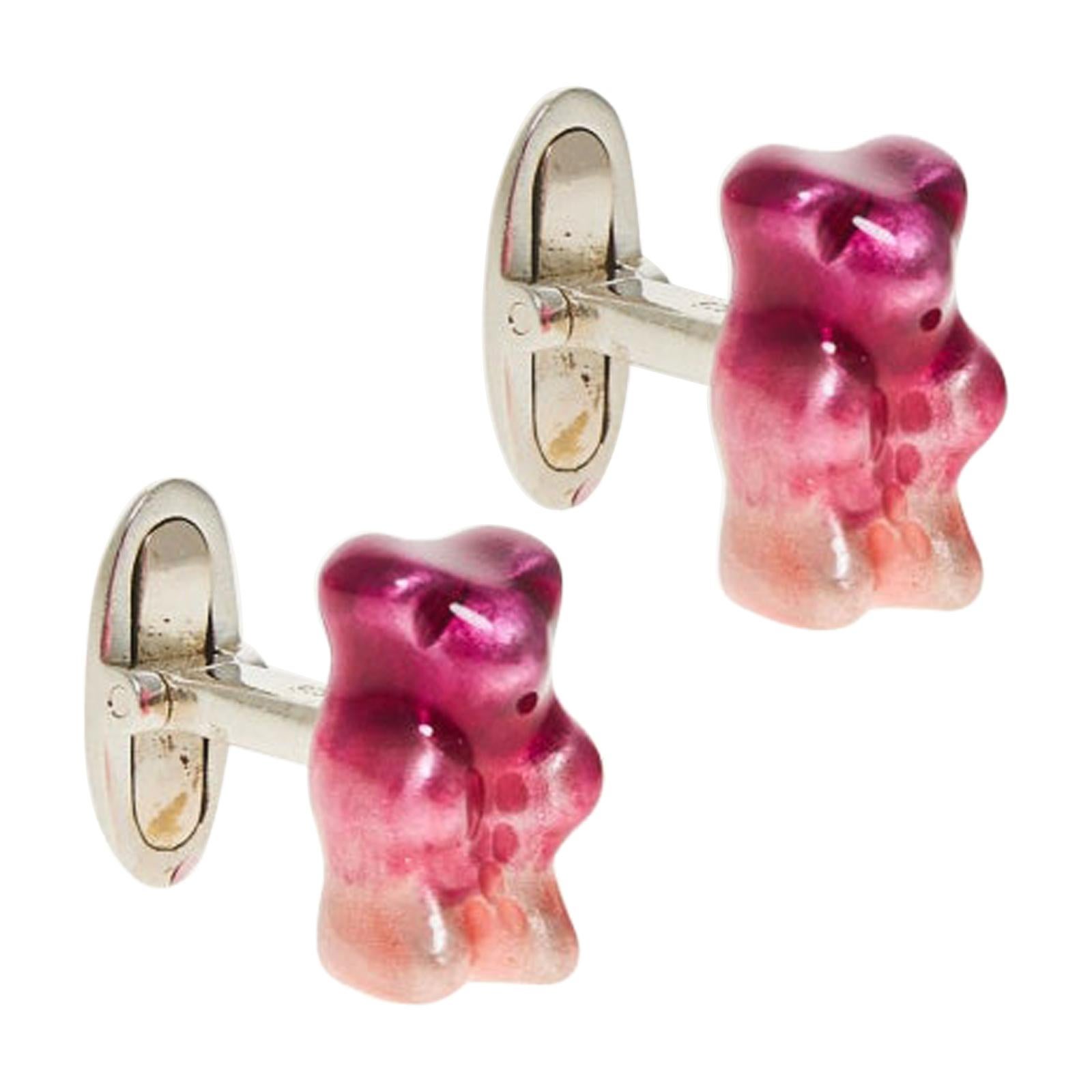 Cufflinks Gummy Bear Ombre Plum Unisex Gift 18k Silver Gold-Plated Greek Jewelry