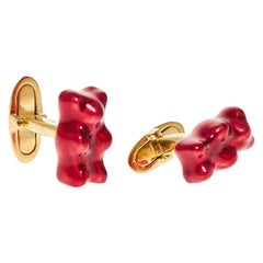 Cufflinks Gummy Bear Red Color Unisex Gift 18k Silver Gold-Plated Greek Jewelry