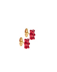 Cufflinks Gummy Bear Red Unisex Gift Silver 18 Karat Gold-Plated Greek Jewelry