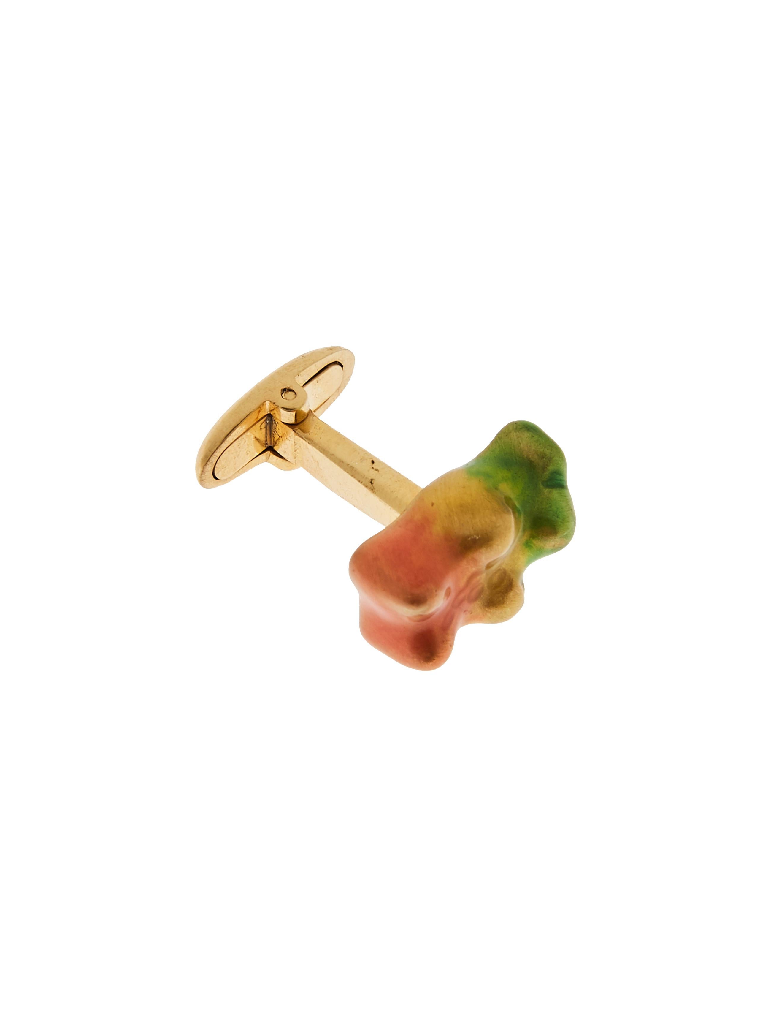 Contemporary Cufflinks Gummy Bear Colours Unisex Gift 18k Gold-Plated silver Greek Jewelry For Sale