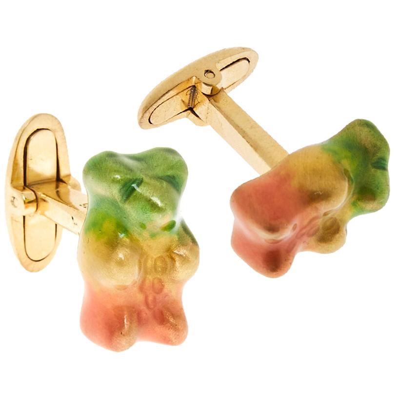 Cufflinks Gummy Bear Colours Unisex Gift 18k Gold-Plated silver Greek Jewelry For Sale