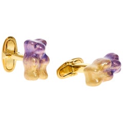 Cufflinks Gummy Bear Unisex Gift 18K Gold-Plated Silver Enamel Greek Jewelry